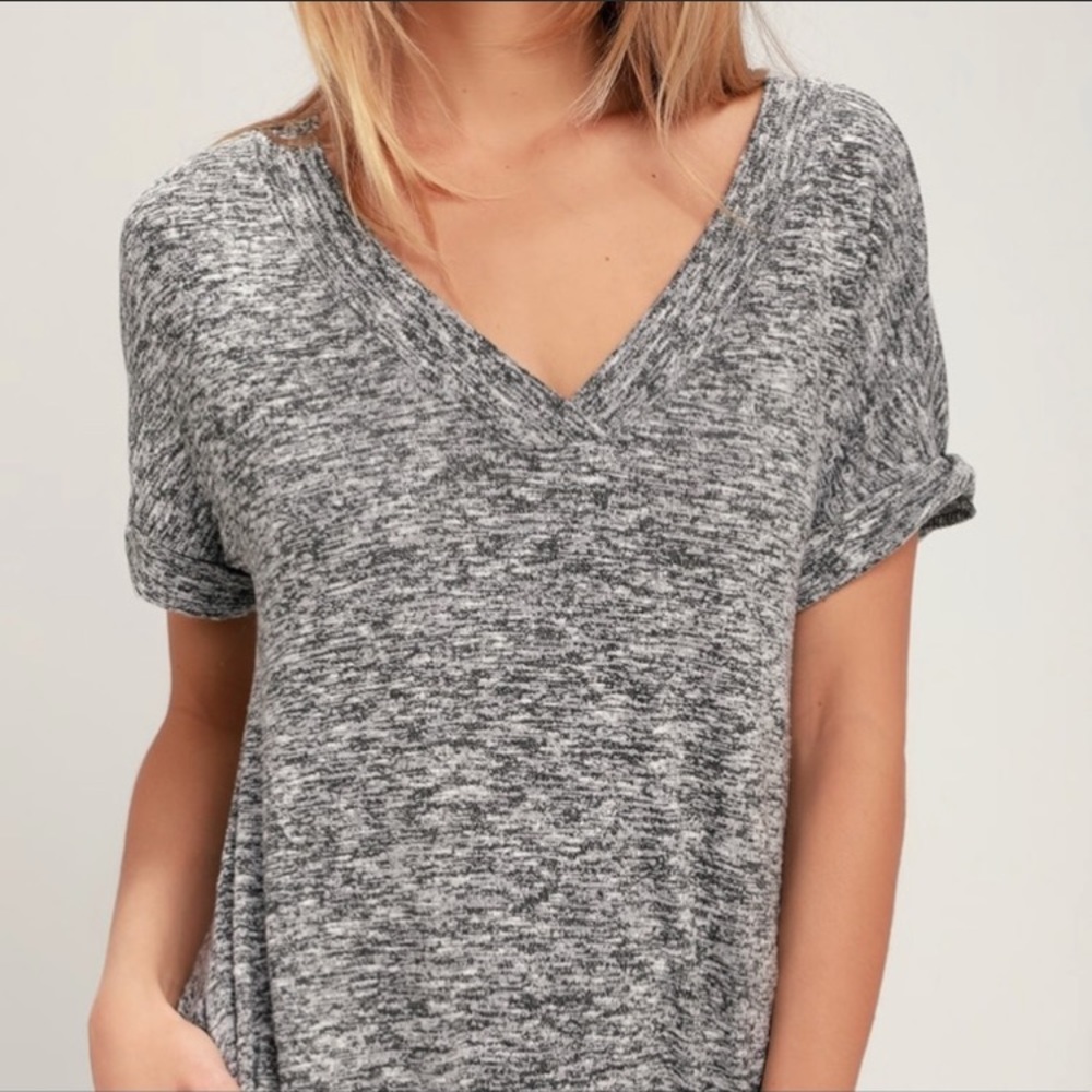 Lulu’s V-neck Shift Shirt Grey Woman’s Dress with side pockets sz S EUC - Picture 7 of 8